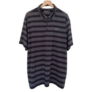 Under Armour 2XL Golf Short Sleeve Polo Black & Gray Stripes XXL